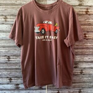 Life Is Good Men's Short-Sleeved Crusher Tee Size L Take It Easy Truck Dog